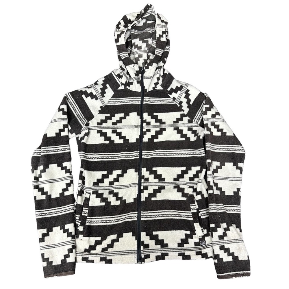 Billabong Cream Aztec Print Hooded Full Zip Fleece  Medium Southwest‎ Full Zip